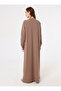 Soft Buttoned Hijab Dress - Mink - - 5