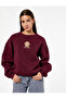 Fleece-Lined Long Sleeve Crew Neck Dog Embroidered Oversized Sweatshirt - 2