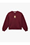 Fleece-Lined Long Sleeve Crew Neck Dog Embroidered Oversized Sweatshirt - 3