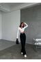 Women's Black High Waist Metal Button Detailed Palazzo Trousers - 7