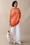 Orange Striped Basic Knitwear Tunic - 4