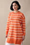 Orange Striped Basic Knitwear Tunic
