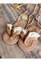 Handmade Knitted Baby Girl Salmon Color Wooden Beaded Flip Flops Sandals Booties