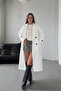 Ecru Belted New Season Lined Premium Quality Comfortable Fit Women's Cashmere Coat - 3