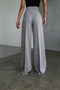 Women's Gray High Waist Button Detailed Wide Leg Palazzo Trousers - 4