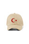 Moon Star Embroidered Hat – Cream 100% Cotton Gabardine Unisex Model - 2