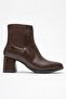 Women's Simple Elastic Pointed Toe Heeled Boots Brown Skin - 2