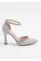 Silver High Heeled Stone Evening Dress Shoes - 4