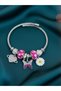 Modern Steel Stylish Women's Charm Bracelet Butterfly Heart and Daisy - 2