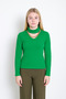 Women's Winter Half-Fisherman Collar Knitted Wrap-Around Sweater with Open Neckline and Fitted Fit Badi K