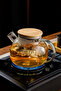 Heat Resistant Borosilicate Glass Teapot with Strainer (1000ml) Vacuum Bamboo Lid, Teapot - 2