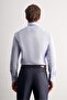 Blue Half Italian Collar Long Sleeve Easy to Iron Slim Fit Cotton Shirt 1004255301 - 5