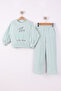 Girl's Trend Embroidered Style Corded Fabric Fleece Set