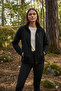 Black Classic Cut Long Sleeve Full Length Zippered Women's Fleece Jacket