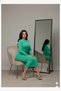 Women's Green Crew Neck Camisole Fabric Long Sleeve Pencil Dress Hijab Suitable Length cm135 cm - 4