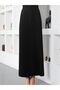 Pleated 95 cm Black Skirt with Elastic Waist - 3