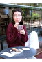 Una Fiaba -Bordo Oversize Soft Textured Hair Knit Crew Neck Women's Sweater - 6