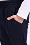 Winter Fleece-Lined 3-Thread Navy Blue Sweatpants with Pockets for Boys and Girls - 5