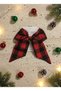 Handmade Large Checkered Red Black Christmas Automatic Bowknot Buckle, Young Girl Women's Buckle - 2