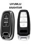 Audi A4 A6 A7 A8 A6L A8L S3 S4 S6 S7 S8 A3 Sportback Q3 Compatible Nano Key Case Cover Black-Silver - 2