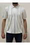 Men's Zippered Polo Neck Striped Knitwear T-Shirt