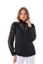 Women's Embroidery Lace Garnished Crepe Shirt G0036 Plus Size - 7