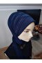 Dark Navy Blue Drapesi Glitter Scarf Type Shawl Model Ready Veil Ready Shawl Ready Turban