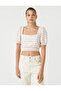 Crop Blouse with Elastic Waist - 3