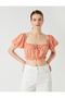 Crop Blouse Square Neck Balloon Sleeve - 2