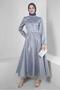 STONE PRINTED TOWEL DETAILED EVENING DRESS 50301