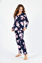 Women's Square Neck Bow Detailed Gathered Slit Pajama Set – Stylish Cotton Model - 3