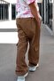 Girl's Parachute Jogger Leg Pants Cargo Pocket 7-12 Years, Brown - 3