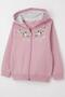 Girl's Tracksuit Set with Colorful Floral Pattern and Zipper, Ages 1.5-5, Dried Rose - 8