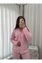 Pink Polka Dot Patterned Buttoned Fleece Pajama Set with Underwear - 5