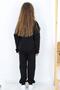 Girl's Tracksuit Set League Themed with V-Stitched Front, Ages 5-10, Black - 3