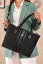 Women's 4-Compartment Striped Long-Strap Hand & Shoulder Bag (33x26 cm) - 3