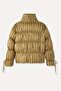Women's Brown Striped Stand Collar Puffer Coat - 7