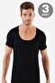 Men's Black Crew Neck Short Sleeve Undershirt T-Shirt 100% Cotton 3-Pack