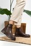 Women's Victor Black Leather Zipper Detailed Stitched Short Ankle Boots - 3