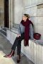 Puffy Soft Textured Women's Scarf Shawl Shoulder Wrap Burgundy - 4