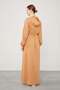 Camel Hooded Glitter Stripe Waist Drawstring Ferace - 6