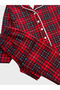 Suitable for Girl and Mother Cotton Suede Fabric Red Plaid Pattern Shirt Collar Buttoned Sleepwear Set with Sleeping Glasses - 4