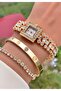 Gold Yellow Steel Cord Bridal, Engagement, Wedding Small Case Wristwatch - 4