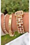 Gold Yellow Steel Cord Bridal, Engagement, Wedding Small Case Wristwatch - 3