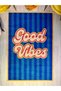 Mosso Retro Multicolor Good Vibes Text Detailed Woven Base Decorative Carpet Mosso129
