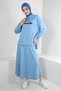 Text and Stone Printed Skirt Track Suit Set 43595 - 2