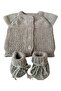 Hand Knitted Gray Newborn Vest and Booties - 3