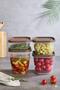 4-Piece Leak-Proof Storage Container with Lid 1000 ml 1500 ml 2000 ml 2500 ml (Ecru, Mink, Red Lid) - 4