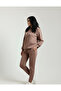 Brown 3-Piece Women's Tracksuit Set with Side Pockets, Soft Fleece Lining Inside. - 5
