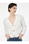 Buttoned V-Neck Long Sleeve Glittering Argyle Knitwear Plush Cardigan - 2